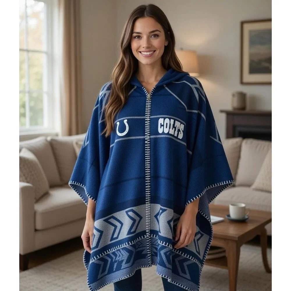 NFL COLTS Whipstitch Woven Poncho Jacket Blush Cape Team Apparel